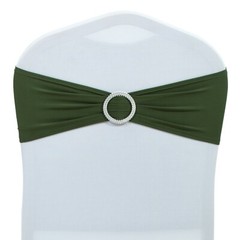 100 Spandex Stretch Chair Cover Sashes Bows Wedding Party(Olive Green)~FREE SHIP