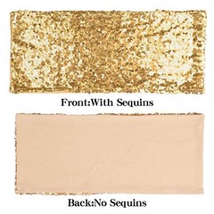 Pack of Stretch Sequin Chair Sashes Chair Bands One-Sided Sequins 25 Light Gold