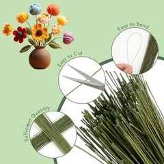 300 PCS Floral Wire Stems, COIDEA 26 Gauge 14 Inch Artificial 26 Gauge, Green