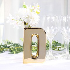 GOLD 6″ Ceramic D Symbol Flower VASE Table Centerpiece Party Events Decorations