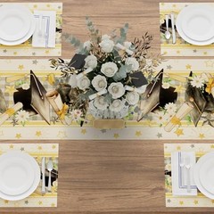 Plaid Grad Cap Stars Flowers Graduation Table Runner Table Runner 13×48 Inch