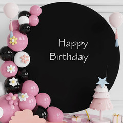 Fomcet 7.2FT round Backdrop – Black Wedding Arch Cover for Circle Balloon Arch F