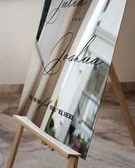 Silver Mirror Wedding Sign – Acrylic Wedding Welcome Sign -Wedding Signage Decor