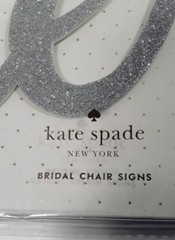 NEW Kate Spade New York Silver Glitter “His Hers” Bridal Chair Signs