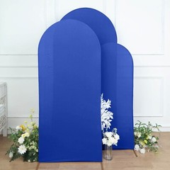 3 ROYAL BLUE Matte Fitted Spandex Round Top Arch Backdrop STAND COVERS Set