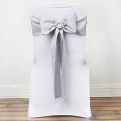 10 Silver Polyester CHAIR SASHES Ties Bows Wedding Party Ceremony Light Gray