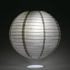 4″ Driftwood Grey Round Paper Lantern, Even Ribbing Decoration (10 Pack)