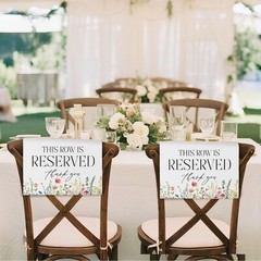 Reserved Row Signs Seating Placeholder Church Pews Cloth Signs for Wedding 4 Pc