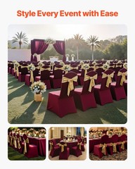 VEVOR 50PCS Burgundy Stretch Spandex Folding Chair Covers for Wedding Party