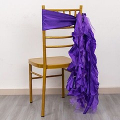 5 PURPLE Curly Willow Chiffon Satin CHAIR SASHES Party Event Decorations
