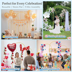 Arco Globos 6FT 5FT 4FT 3 Metal Dorado Boda Baby Shower Jardin Floral Eventos