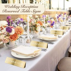 Reserved Table Sign For Weddings, Restaurants, Events – Gold Acrylic Sign 20pc