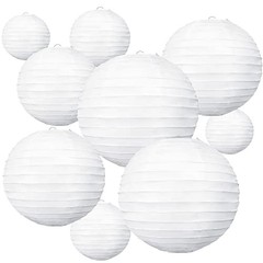 10Pcs White Paper Lanterns Decorative Chinese/Japanese 4、6、8、10、12 Inch Whtie