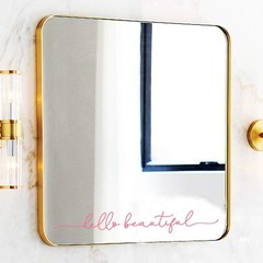 Hello Beautiful Mirror Decal – Elegant Pink Vinyl Sticker for Bathroom Mir