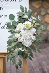 Wedding Arch Faux Flowers Set of 2 Wedding Welcome Sign for Wedding Decor Cer…
