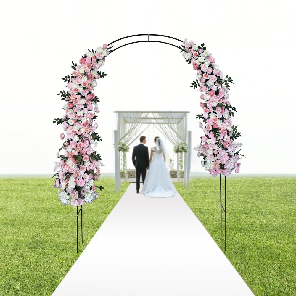 Black Iron Garden Arch Trellis 140 × 38 × 240 cm for Climbing Plants – 4 Pack