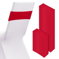 100 Pcs Spandex Chair Sashes Bows with Slider Buckle, Wine Red