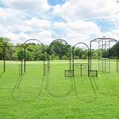 7.9 FT Metal Backdrop Stand Garden Arch Arbor Trellis for Climbing Plants Black
