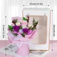 Preserved Real Roses Bouquet – Mixed Color Eternal Roses with Dried