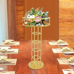 46.65in Gold Metal Large Open Flower Frame Wedding Floral Riser Top Flower Stand