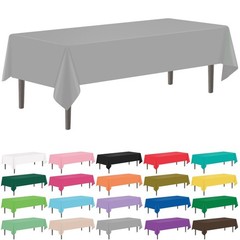 12 Pack Silver 54 x 108 Inch Disposable Plastic Tablecloths Rectangular Table…