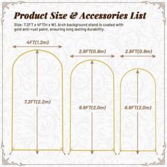 7.2FT, 6.6FT, 6FT Arch Backdrop Stand for Wedding Ceremony Birthday Party Garden