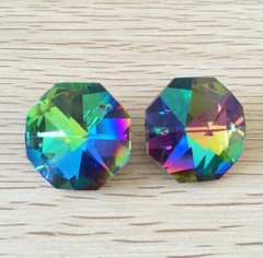 200Pcs Octagonal Baed Chandelier Prism Suncatcher Crystal Double Sided Color DIY
