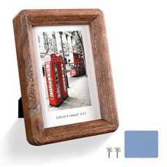 4×6 Picture Frame – Rustic Wooden Picture Frame with Real Tempered Glass, Gif…