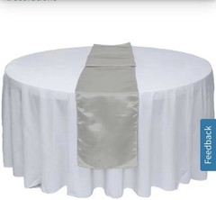 50 new/ 50 used universal black chair covers, 50 used red bow, 10 silver runners