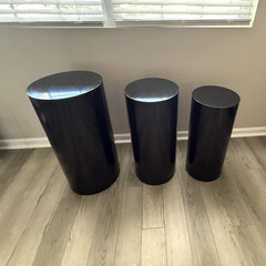 3pc Black Cylinder Pedestal Stands Set for Wedding Venue Display Decor
