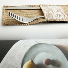 4″x8″ Natural Burlap and Lace Napkin Holders for Wedding Party Favors Tableware