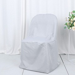 50 Silver Polyester FOLDING Flat CHAIR COVERS Wedding Party Banquet Decorations