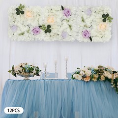 12pcs 3D Flower Wall Panel Artificial Flower Wall Background Silk Rose Wedding