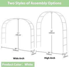 7.8ft Metal Wedding Arch Frame White Garden Trellis for Climbing Plants Outdoor