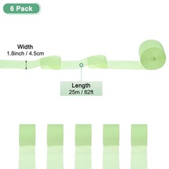6-Rolls 492ft Crepe Paper Streamer for DIY [Cream Green-1.8 Inch x 82 Ft/Roll]