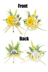 2 Pcs Wrist Corsage and Boutonniere Set, Yellow Corsage for Wedding, Boutonni…