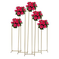 Gold Steel 5-Piece Multi-Height Floral Backdrop Stand Set 125–205 cm