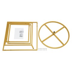Wedding Square Backdrop Stand, Detachable 4 Tier Gold Metal Flower Square Frame