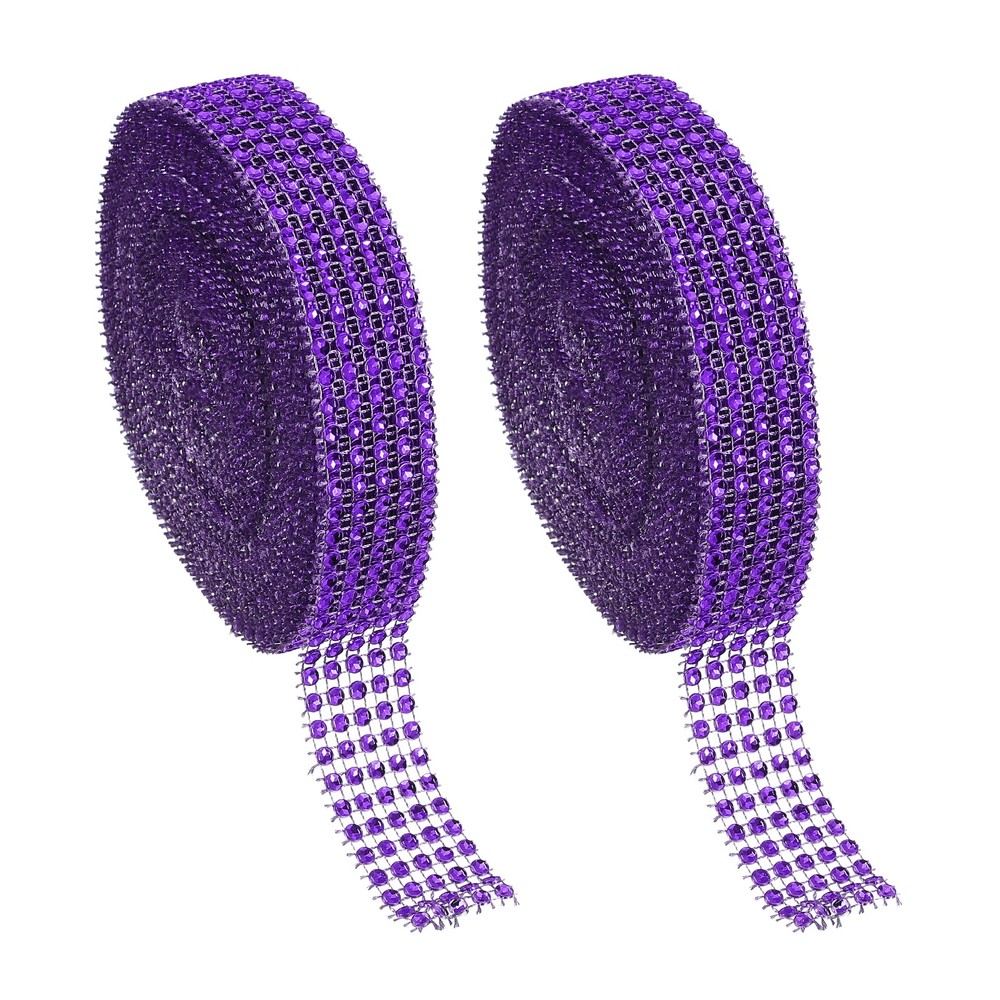 2 Roll 1″x20 Yard Crystal Rhinestones Mesh Ribbon Violet (4mm)