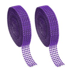 2 Roll 1″x20 Yard Crystal Rhinestones Mesh Ribbon Violet (4mm)