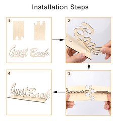 Khaki Wooden Guest Book Stand Sign Freestanding Rustic Wedding Party Decoration
