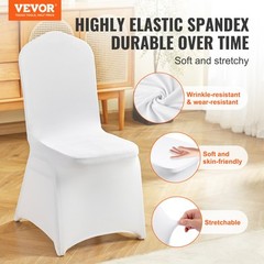 VEVOR 12PCS White Stretch Spandex Folding Chair Covers for Wedding Party Dining