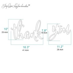 Gold “Thank You” Calligraphy Style Wedding Sign Invitations Picture Prop Wooden