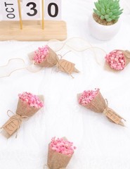 20-Piece set Mini Magnet Dried Flowers Bouquet for Rustic Wedding Favors