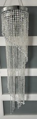SPIRAL ACRYLIC CRYSTAL CHANDELIER 46” Beaded Preowned Wedding Decor Girl Room