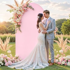 6 ft Arch Backdrop Cover – Double-Sided Spandex Arch Covers Stretchy 6FT Pink