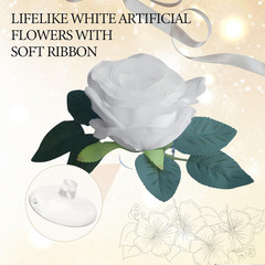 Elegant Wedding Car Decoration Set with White Flowers and Ribbon Bow