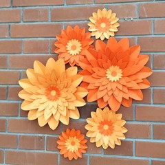 Paper Flower for Fall Autumn Thanksgiving Anniversary Birthday Wedding Orange
