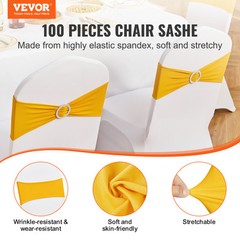 VEVOR 100PCS Gold Stretch Spandex Chair Sashes Elastic Band Wedding Party Dining