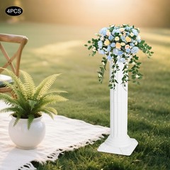 Roman Column 4 Piece Set White, Wedding Decorative Pillars Adjustable Height
